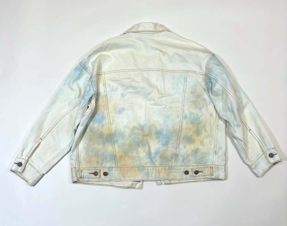 Free People Denim Trucker Jean Jacket Tie Dye Liberty Wash Oversized - XS - Picture 3 of 7